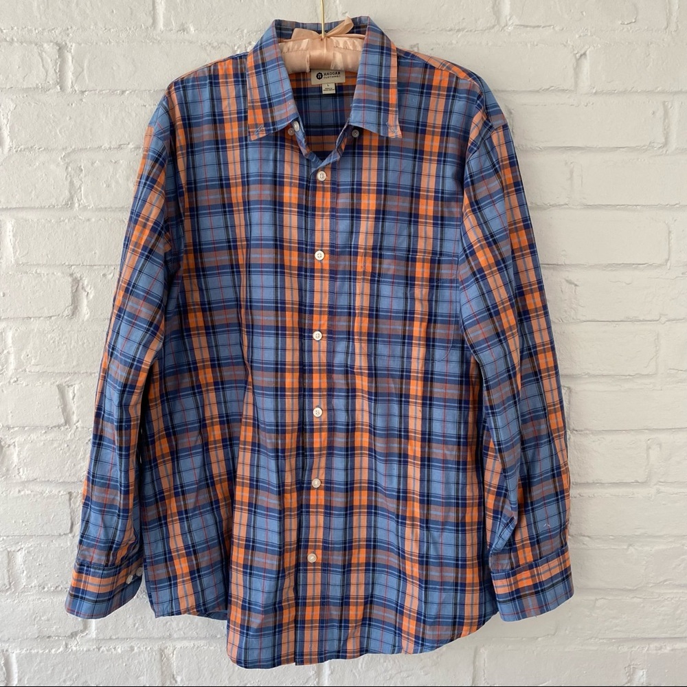 Men’s Haggar Plaid Button Down Collared Shirt